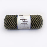 Sherpa Fleece Green Herringbone Blanket